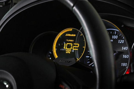 GReddy Sirius Vision Display (Turbo / Press / Temp / Voltage) 68mm Clear Thin-Film EL Display Gauge
