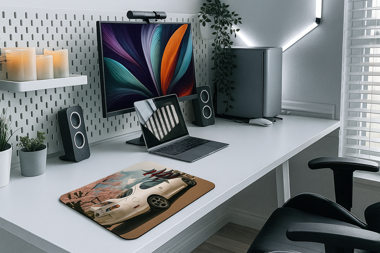 MK4 Supra cherry blossom JDM desk mat with floral drift art style