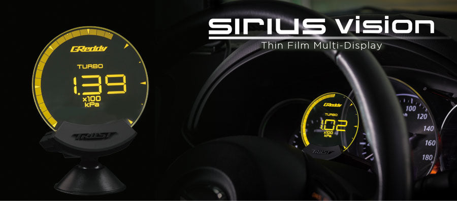 GReddy Sirius Vision Display (Turbo / Press / Temp / Voltage) 68mm Clear Thin-Film EL Display Gauge