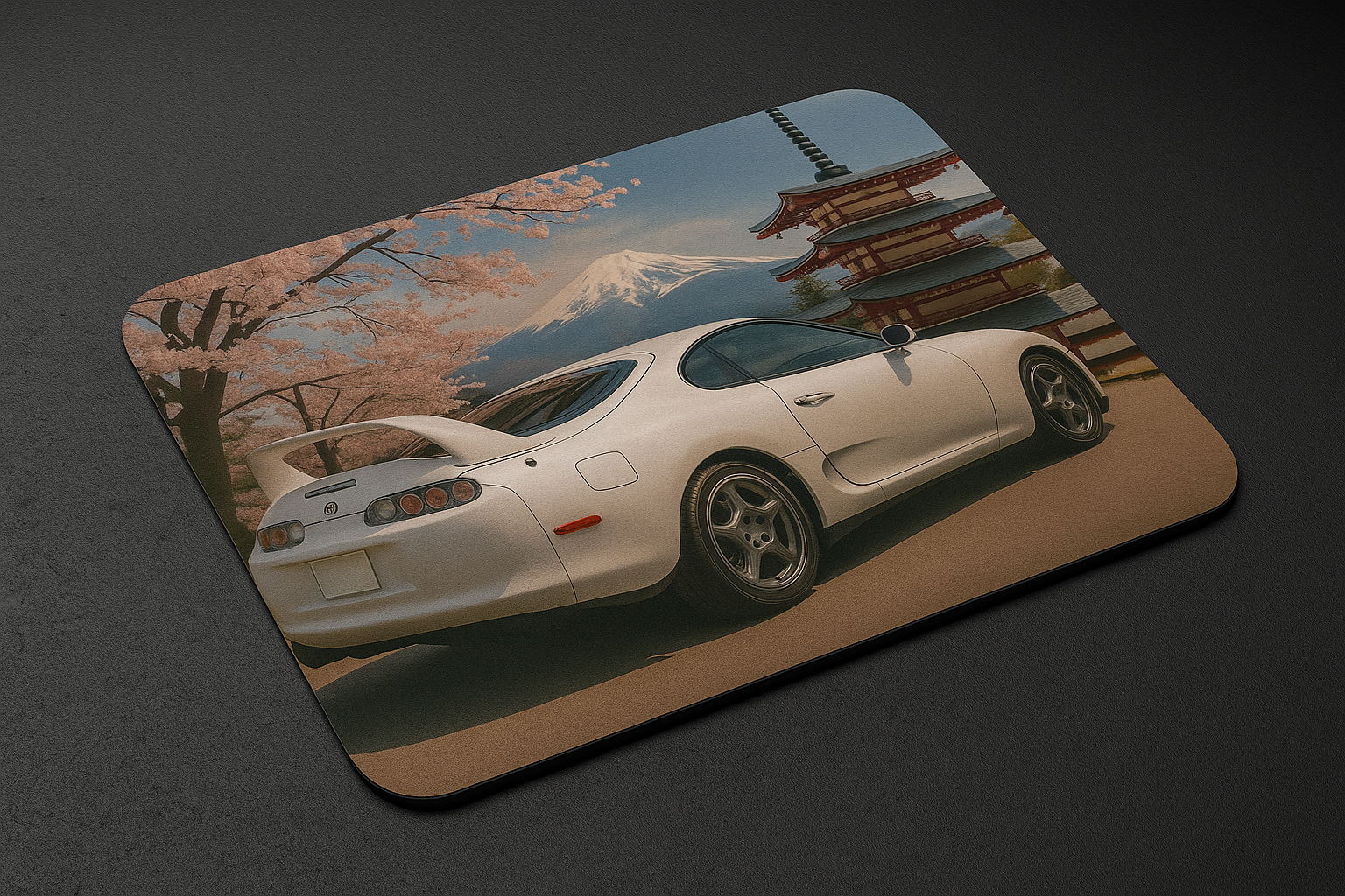MK4 Supra cherry blossom JDM desk mat with floral drift art style
