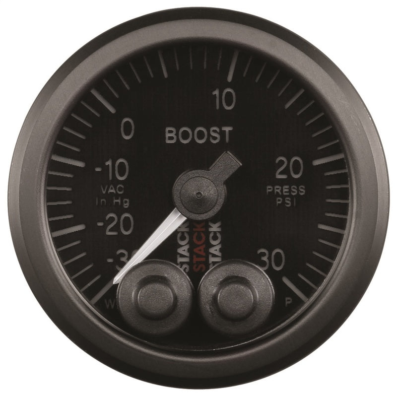 Autometer Stack Instruments 52mm -30INHG To +30PSI Pro Control Boost Pressure Gauge - Black — view 2 | J-Spec Garage