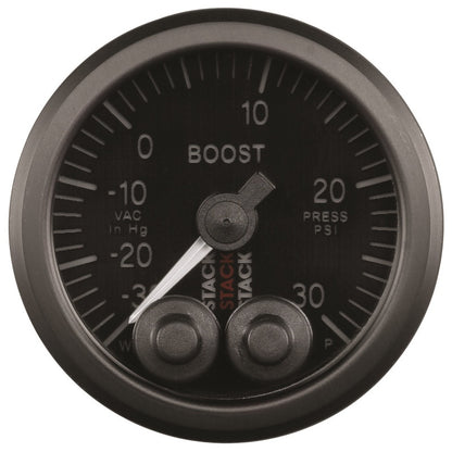 Autometer Stack Instruments 52mm -30INHG To +30PSI Pro Control Boost Pressure Gauge - Black — view 2 | J-Spec Garage