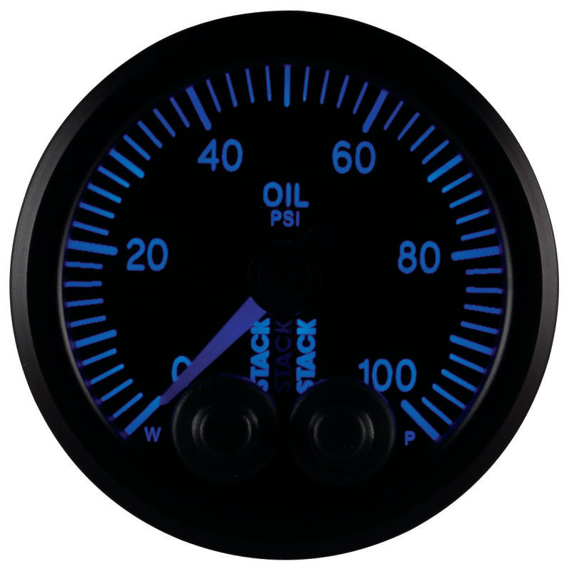 Autometer Stack Instruments Pro Control 52mm 0-100 PSI Oil Pressure Gauge - Black (1/8in NPTF Male) — view 7 | J-Spec Garage