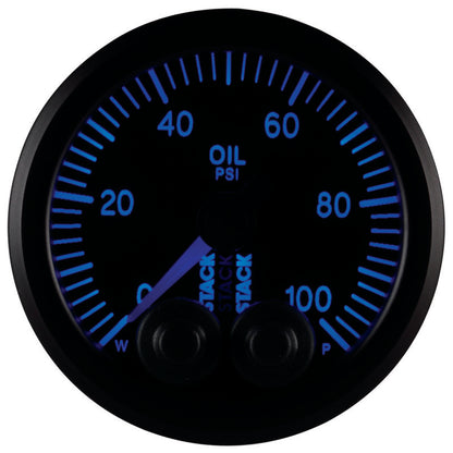 Autometer Stack Instruments Pro Control 52mm 0-100 PSI Oil Pressure Gauge - Black (1/8in NPTF Male) — view 7 | J-Spec Garage
