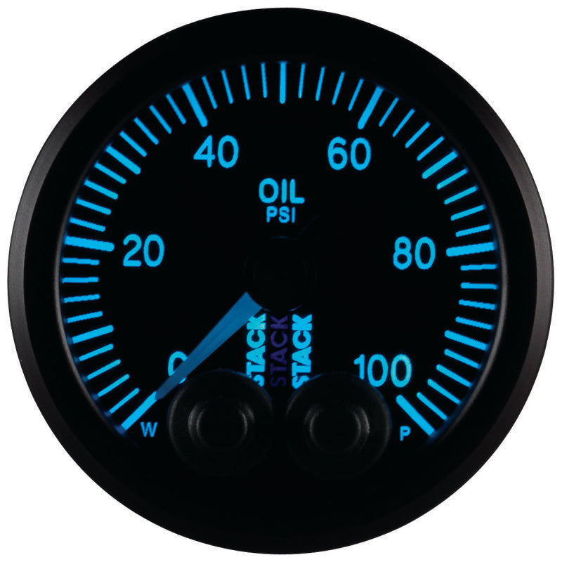 Autometer Stack Instruments Pro Control 52mm 0-100 PSI Oil Pressure Gauge - Black (1/8in NPTF Male) — view 8 | J-Spec Garage