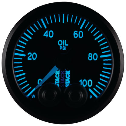 Autometer Stack Instruments Pro Control 52mm 0-100 PSI Oil Pressure Gauge - Black (1/8in NPTF Male) — view 8 | J-Spec Garage
