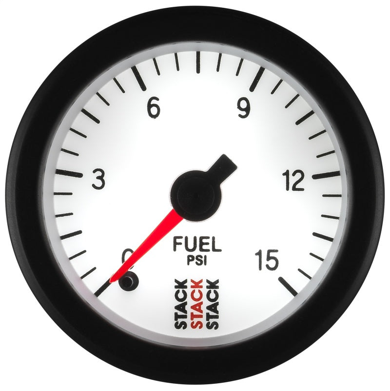 Autometer Stack 52mm 0-15 PSI 1/8in NPTF Male Pro Stepper Motor Fuel Pressure Gauge - White — view 6 | J-Spec Garage