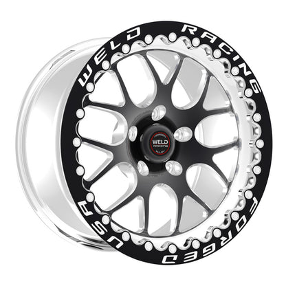 Weld S77 15x10.33 / 5x4.5 BP / 6.5in. BS Black Wheel (Medium Pad) - Black Single Beadlock MT — view 2 | J-Spec Garage