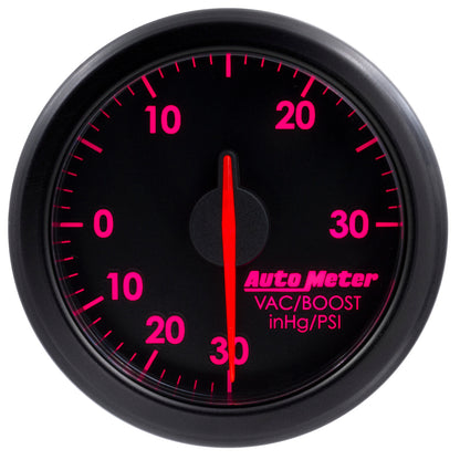 Autometer Airdrive 2-1/6in Boost/Vac Gauge 30in HG/30 PSI - Black — view 5 | J-Spec Garage