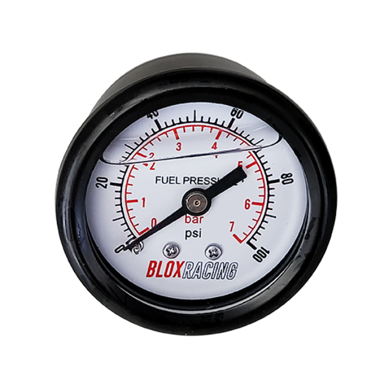 BLOX Racing Liquid-Filled Fuel Pressure Gauge 0-100psi (White Face) — view 2 | J-Spec Garage