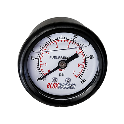 BLOX Racing Liquid-Filled Fuel Pressure Gauge 0-100psi (White Face) — view 2 | J-Spec Garage