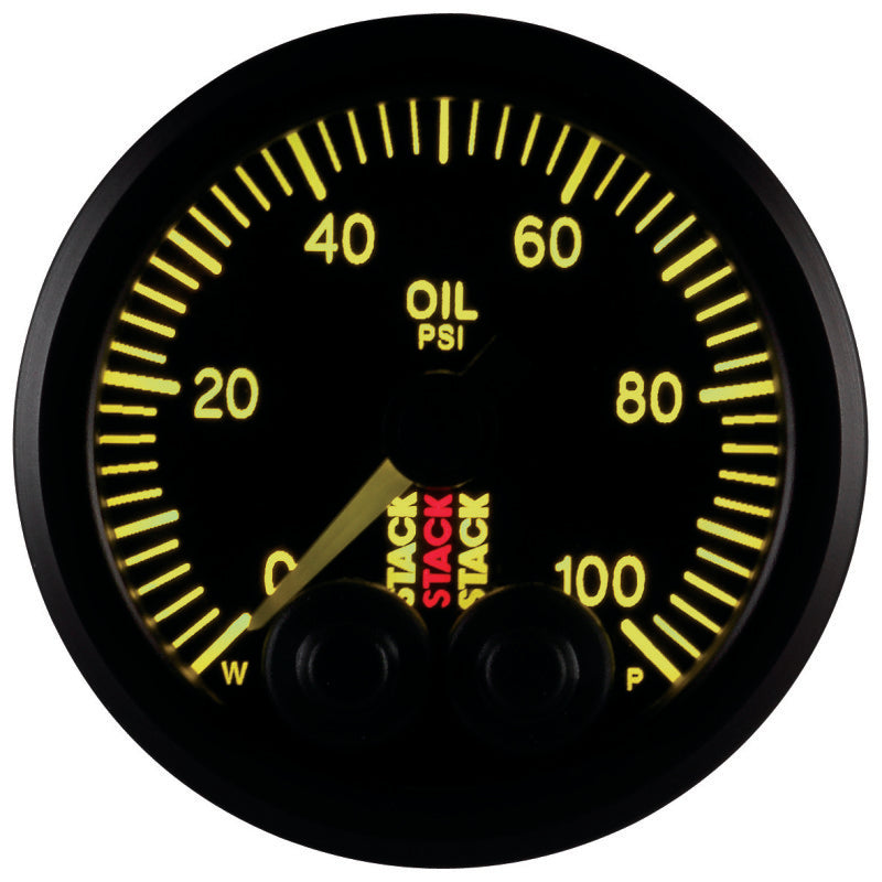 Autometer Stack Instruments Pro Control 52mm 0-100 PSI Oil Pressure Gauge - Black (1/8in NPTF Male) — view 9 | J-Spec Garage