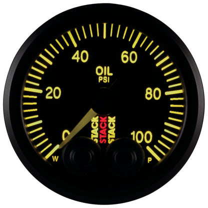 Autometer Stack Instruments Pro Control 52mm 0-100 PSI Oil Pressure Gauge - Black (1/8in NPTF Male) — view 9 | J-Spec Garage