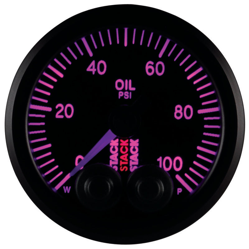 Autometer Stack Instruments Pro Control 52mm 0-100 PSI Oil Pressure Gauge - Black (1/8in NPTF Male) — view 10 | J-Spec Garage