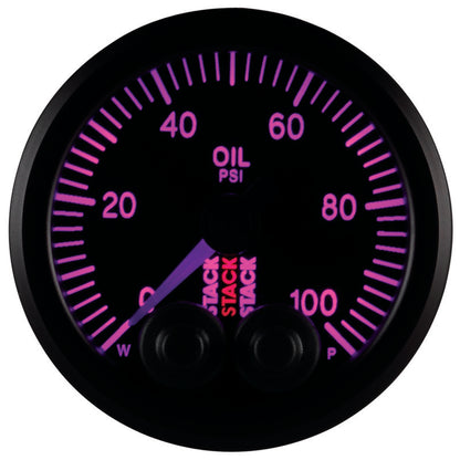 Autometer Stack Instruments Pro Control 52mm 0-100 PSI Oil Pressure Gauge - Black (1/8in NPTF Male) — view 10 | J-Spec Garage