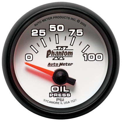 Autometer Phantom II 52mm Short Sweep Electronic 0-100psi Oil Pressure Gauge — view 2 | J-Spec Garage