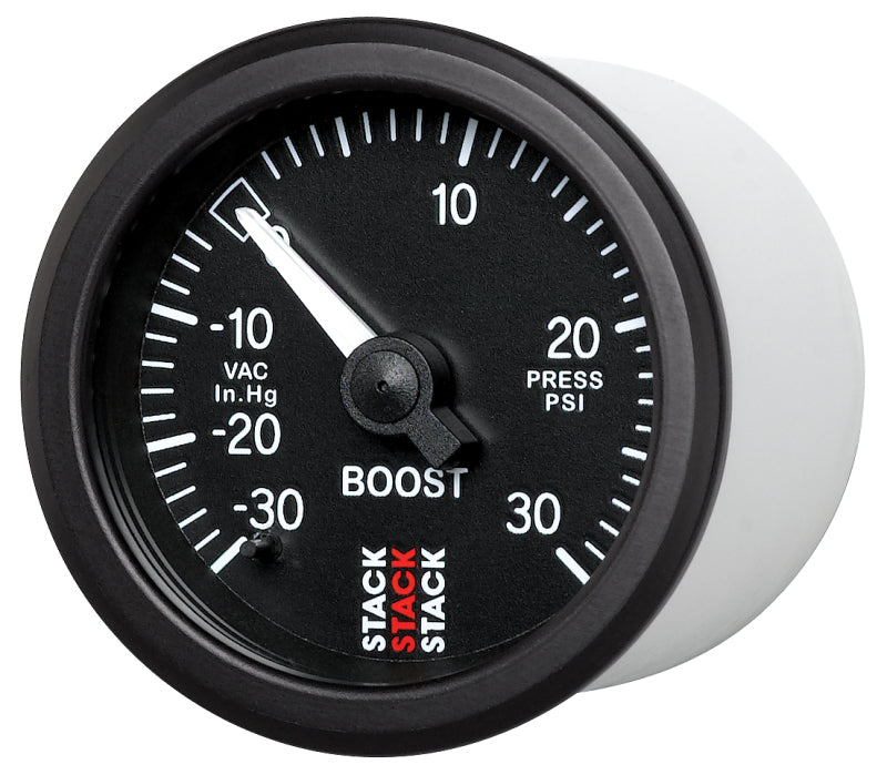 Autometer 52mm Stack Instruments -30INHG to +30PSI Mechanical Boost Gauge - Black — view 6 | J-Spec Garage