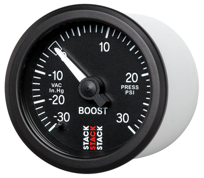 Autometer 52mm Stack Instruments -30INHG to +30PSI Mechanical Boost Gauge - Black — view 6 | J-Spec Garage