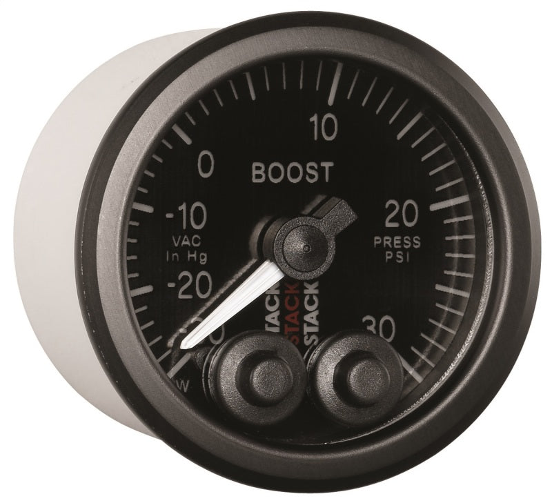 Autometer Stack Instruments 52mm -30INHG To +30PSI Pro Control Boost Pressure Gauge - Black — view 3 | J-Spec Garage