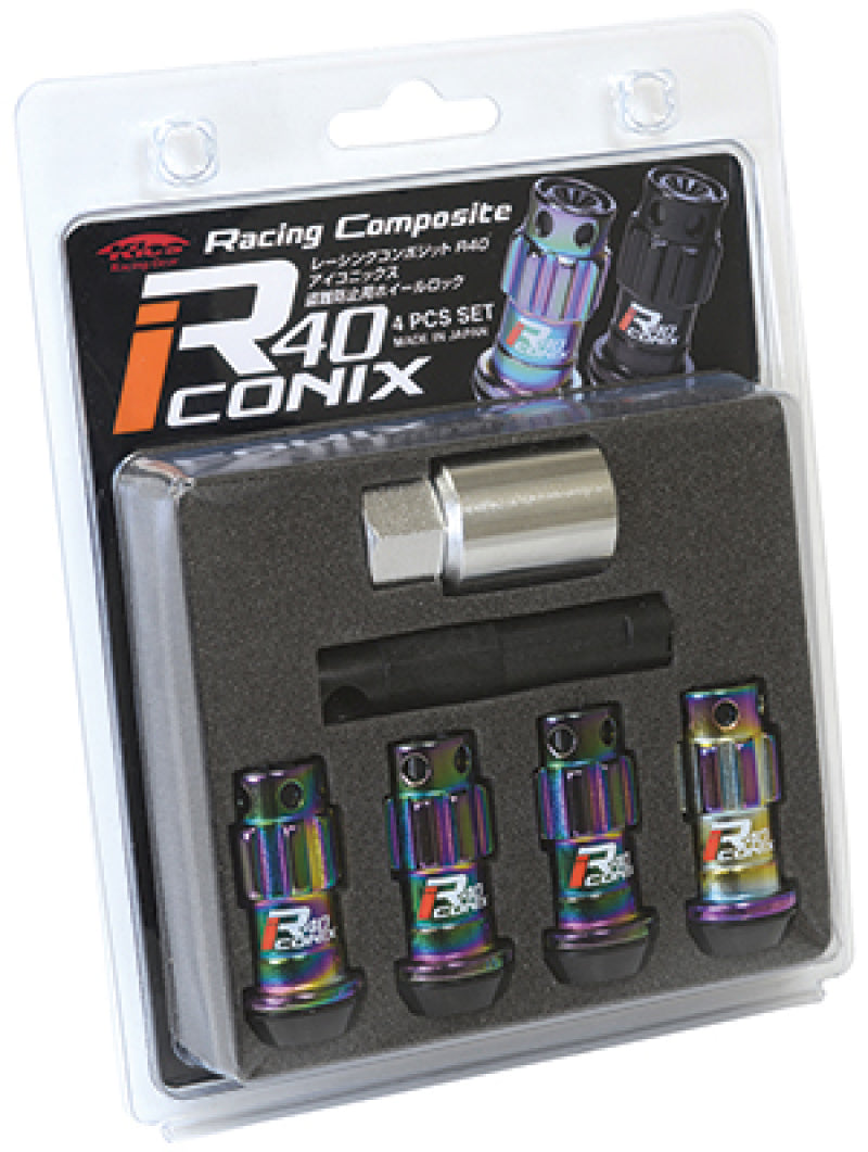 Project Kics 12X1.25 R40 Iconix Neochrome Lug Nut Lock Set - 4 | J-Spec Garage