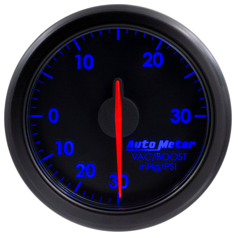 Autometer Airdrive 2-1/6in Boost/Vac Gauge 30in HG/30 PSI - Black — view 7 | J-Spec Garage