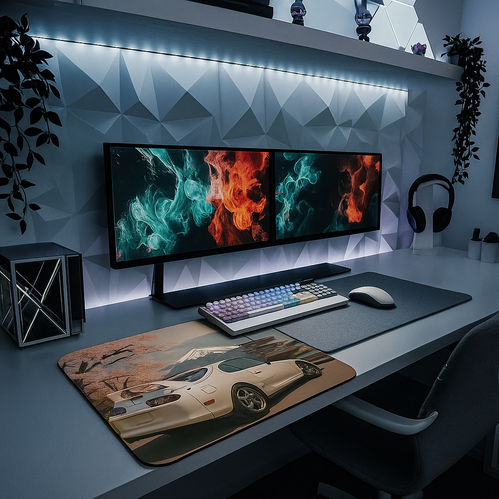 MK4 Supra cherry blossom JDM desk mat with floral drift art style